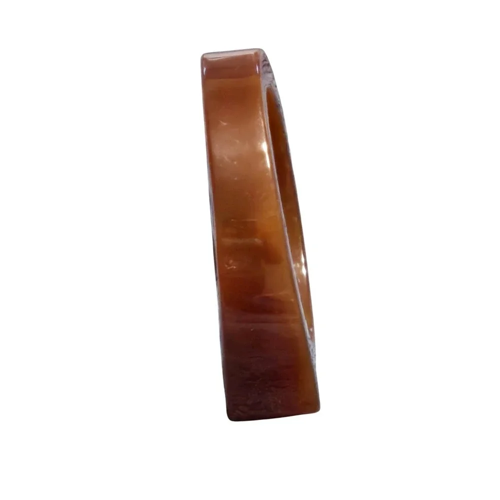 Vintage Geometric Lucite Resin Bangle Bracelet Brown Amber Chunky Retro